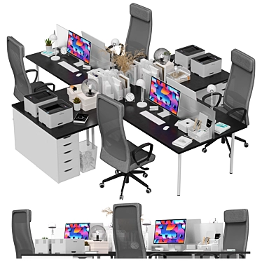 Office Workspace Set with Mac 3D model image 1 