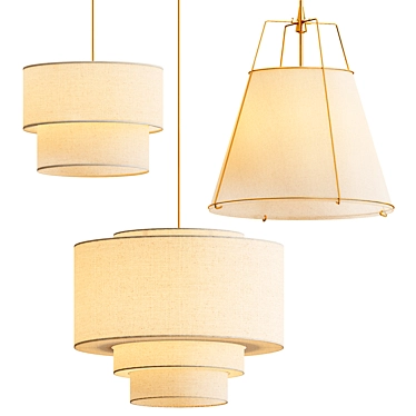 Chic Drum Pendant Lighting Collection 3D model image 1 