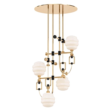 Mid-Century Gold and Black Lamp 3D model image 1 