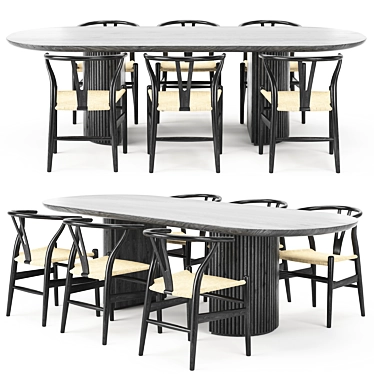 Modern Scandinavian Dining Set 3D model image 1 