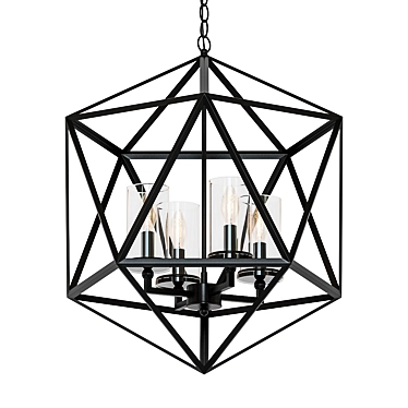 Antique Black Glass Chandelier Cage 3D model image 1 