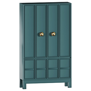 Chinese Style Wardrobe in Maple 3D model image 1 