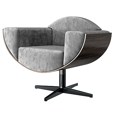 Elegant Retro-Inspired Swivel Armchair 3D model image 1 