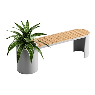 Modern Planter Bench with Teak 3D model image 1 