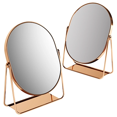 Metallic Rose Gold Oval Cosmetic Mirror 3D model image 1 