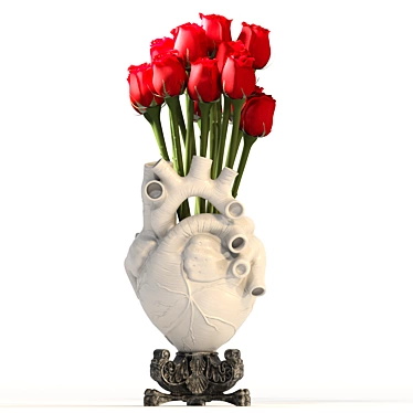 Handcrafted White Heart Vase 3D model image 1 