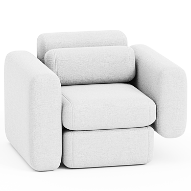 Elegant Asym Chair in Cream Boucle 3D model image 1 