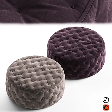 Versatile Miller Quilted Poufs 3D model image 1 