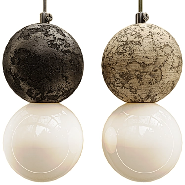 Modern Wood Concrete Pendant Lamp 3D model image 1 