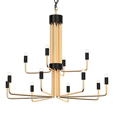 Elegant Brass Chandelier Light Fixture 3D model image 1 