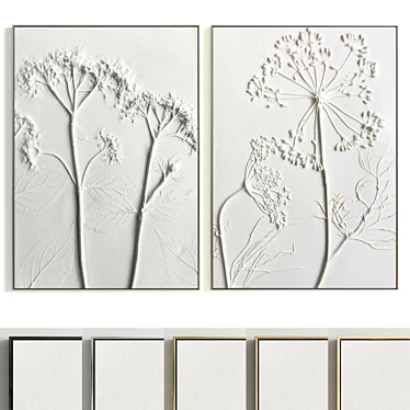 Plaster Dual Photo Frame Set 3D model image 1 