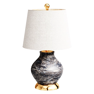 Elegant Marbleized Blue/White Ceramic Lamp 3D model image 1 