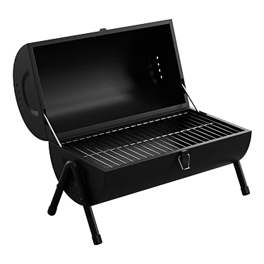 Portable Steel Barrel BBQ Grill 3D model image 1 