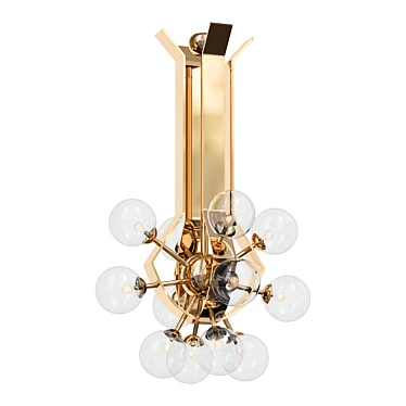 German Brass Glass Globe Chandelier 3D model image 1 