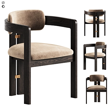 Velvet Upholstered Wood Kibo Chair 3D model image 1 