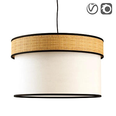 Amman Wooden Pendant Light, Chic 3D model image 1 