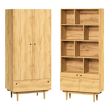Orland Wardrobes in Golden Oak 3D model image 1 