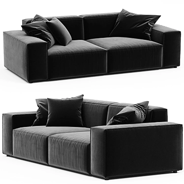 Elegant Black Velvet Sofa 3D model image 1 