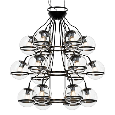 Elegant French Brass Chandelier 3D model image 1 