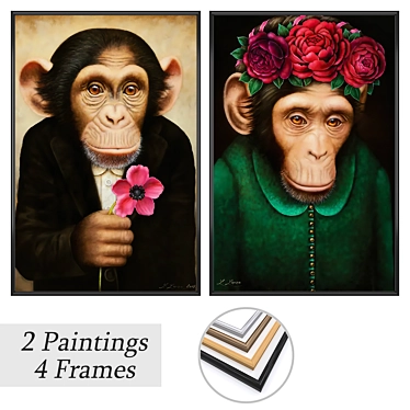 Modern Art Set with Varied Frames 3D model image 1 