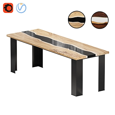 Epoxy Wood Slab Coffee Table 3D model image 1 