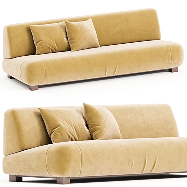 Elegant 3-Seater Fabric Sofa 3D model image 1 