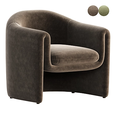 Luxury Velvet Barrel Chair 3D model image 1 