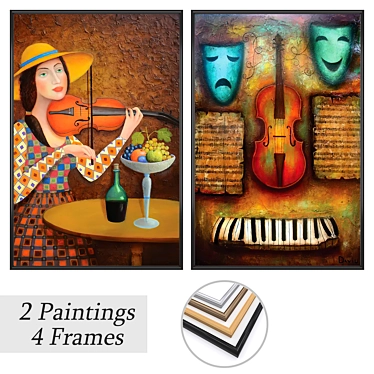 Wall Art Set with Frames 3D model image 1 