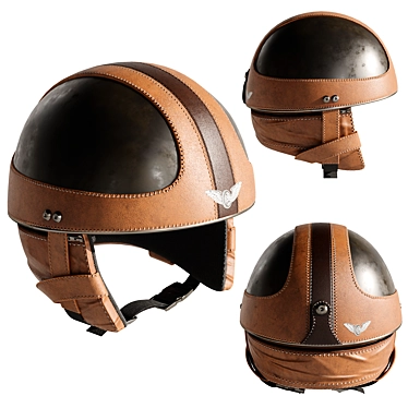 Vintage Moto Helmet Collection Set 3D model image 1 