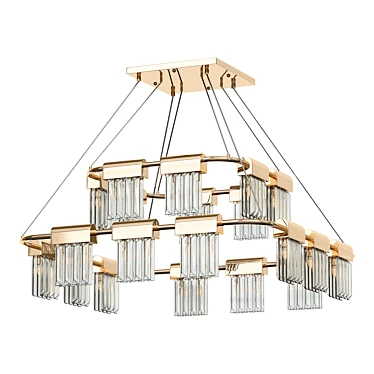 Gold Crystal Pendant Chandelier Light 3D model image 1 