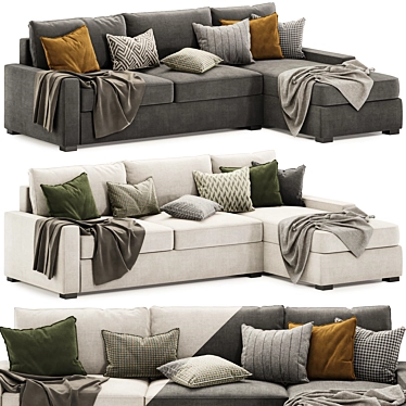 Elegant Maxwell Chaise Sectional 3D model image 1 