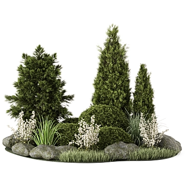 Garden Set Trees and Bushes 3D model image 1 