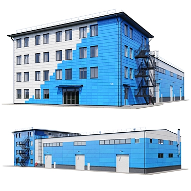 Industrial Building Model Kit 3D model image 1 