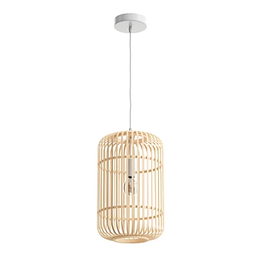 Bamboo Wood Pendant Light Fixture 3D model image 1 