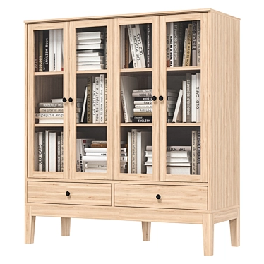 Glass Double-Leaf Cabinet Bookcase Shelf 3D model image 1 