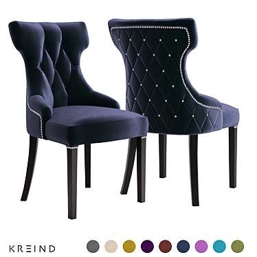 Multi-Color Floral Velvet Chair 3D model image 1 