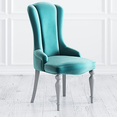  Floral Velvet Wooden Chair - Collection Piece 3D model image 1 