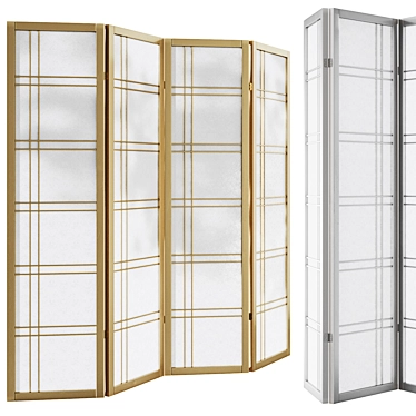 Seto 4-Panel Pine Room Divider 3D model image 1 