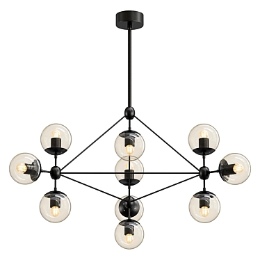 Modern Black 10-Light Chandelier 3D model image 1 