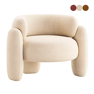 Elegant Velvet Upholstered Armchair 3D model image 1 