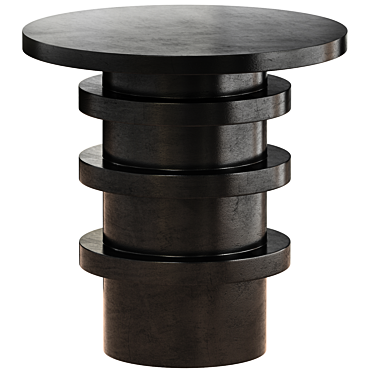 Handcrafted 24'' Wooden Drum Table 3D model image 1 