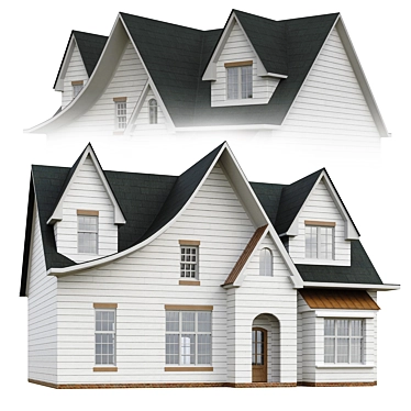 Classic American Style Two-Storey House 3D model image 1 