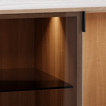 Poliform Wood Glass Display Cabinet 3D model image 1 