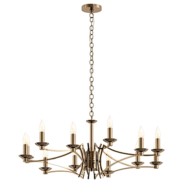 Elegant Ascot Chandelier in Antique Brass 3D model image 1 