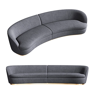 Natalie Curved Modern Velvet Sofa 3D model image 1 