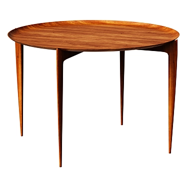 Mid-Century Teak Folding Side Table 3D model image 1 