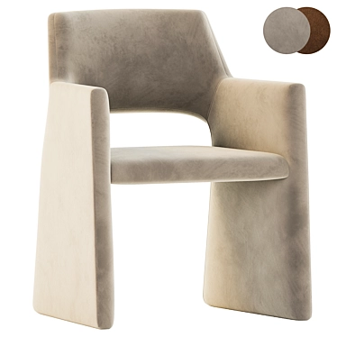 Elegant Grey Faux Mohair Armchair 3D model image 1 