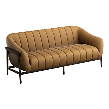 Modern Tufted Leather Sofa 3D model image 1 