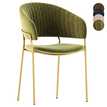 Modern Velvet Bar Chair Gold Legs 3D model image 1 
