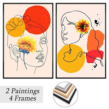 Art Set with Multiple Frames 3D model image 1 